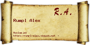 Rumpl Alex névjegykártya